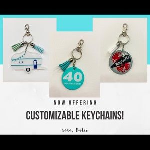 Custom Keychains (2”) and backpack tags (3”)